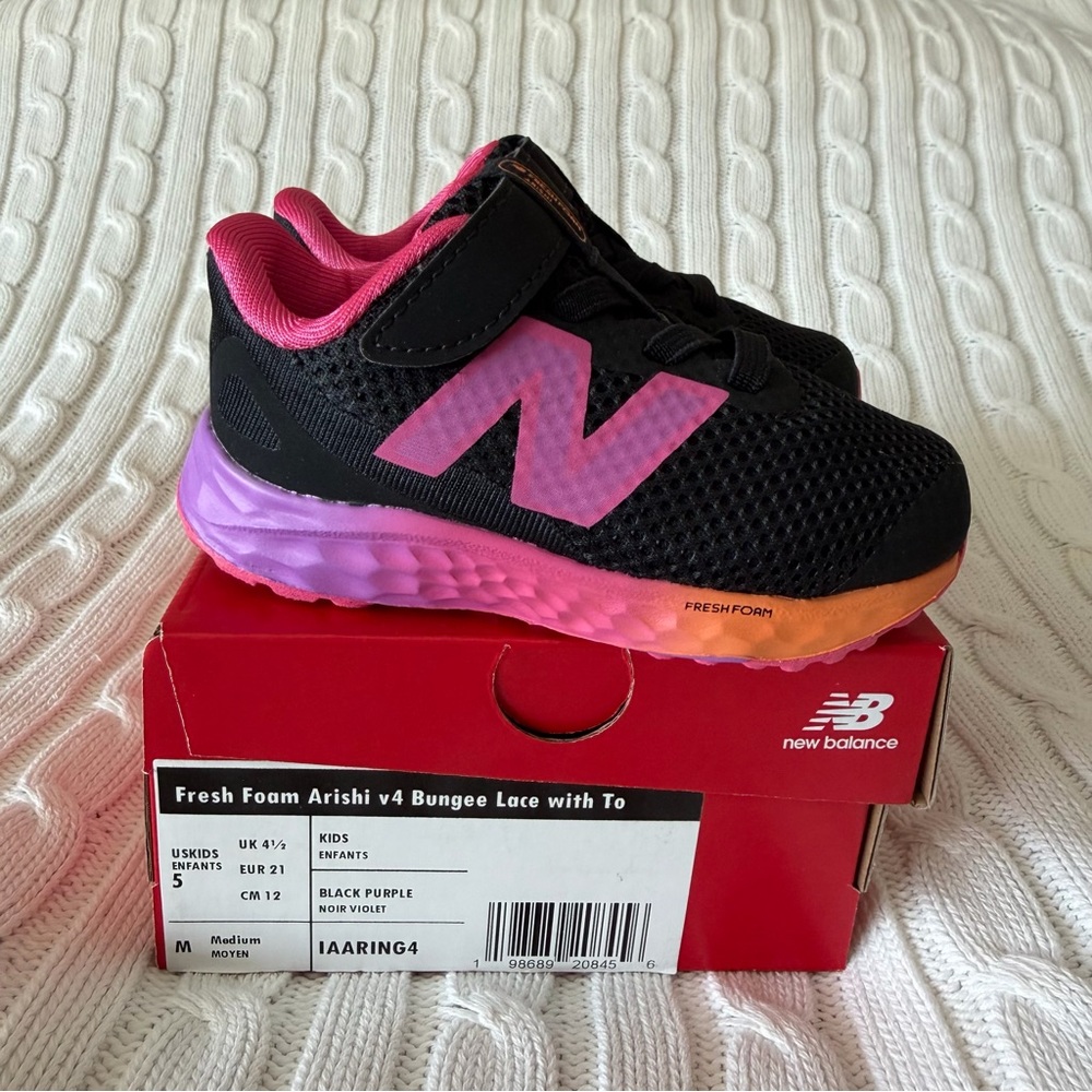 New Balance Fresh Foam Arishi Bungee Lace Baby Girls Sz 5 Ergonomic First Walker - Picture 2 of 8